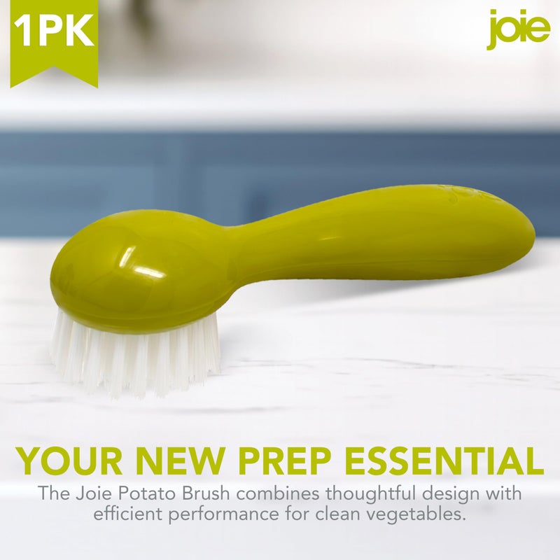 Joie Potato Scrub Brush, Ergonomic Easy Grip Handle, Ideal for Cleaning Vegetables and Fruits, Small and Compact, Handy Kitchen Gadget, BPA-Free, Dishwasher Safe, Green - Image 2